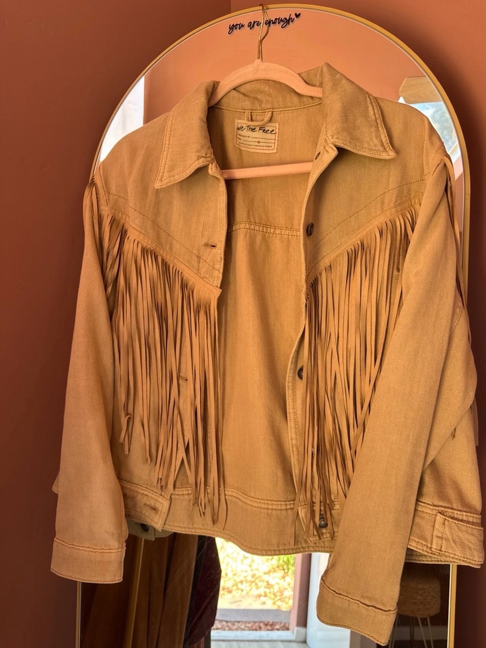 Free People We the Free After Hours Fringe Jacket XS color coffee cream